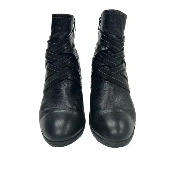 SOFFT Women's Brown Leather Heel Strappy Buckle Zippered Ankle Boots size 10 M - Picture 4 of 11